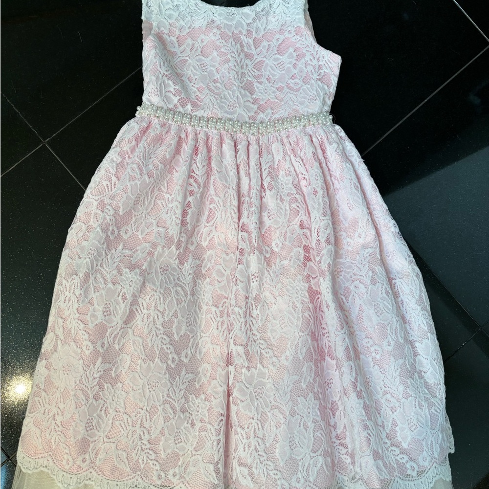 American Princess Pink and White Lace Dress
